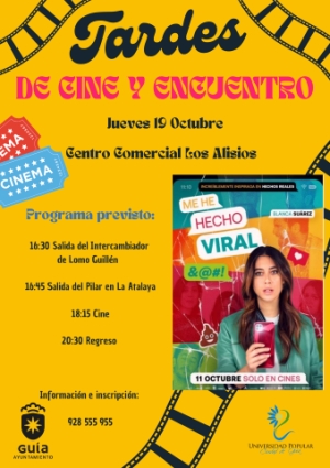 Las “Tardes de Cine y Encuentro” de la Universidad Popular de Guía permitirán disfrutar de la comedia española ‘Me he hecho viral’