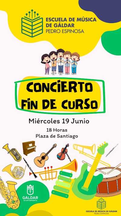 La Escuela Municipal de Gáldar celebra el concierto final de curso en la Plaza de Santiago