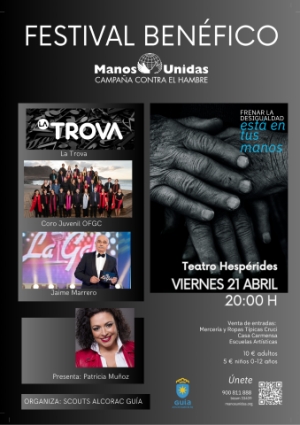 La Trova, el Coro Juvenil de la OFGC y el humorista Jaime Marrero actúan este viernes en el Teatro Hespérides de Guía dentro del Festival Benéfico de Manos Unidas