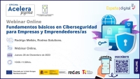 Webinar “Fundamentos básicos en Ciberseguridad para empresas y emprendedores/as” organizado por la Oficina Acelera Pyme para entornos rurales de la Mancomunidad de Ayuntamientos del Norte de Gran Canaria