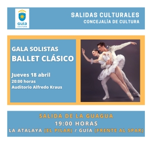La guagua para la salida cultural a la Gala Solistas Ballet Clásico mañana jueves saldrá a las 19:00 horas