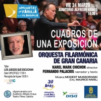 Cuadros de una exposición vuelve al Auditorio Alfredo Kraus en los conciertos en familia de la Orquesta Filarmónica de Gran Canaria y la Fundación DISA