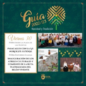 Pasacalles Navideño de ‘Noroeste Guiense’, inauguración de los Atriles Culturales y Ruta Teatralizada del Belén Viviente mañana viernes en Guía