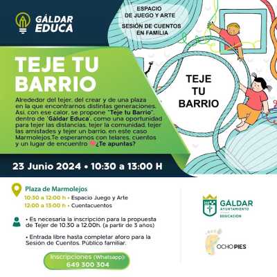 Gáldar Educa organiza el taller &#039;Teje tu barrio&#039; en la Plaza de Marmolejos el 23 de junio