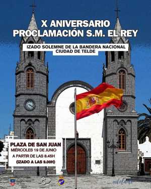 Izado solemne de la bandera de España en conmemoración del X aniversario de la proclamación de S.M. el Rey Felipe VI