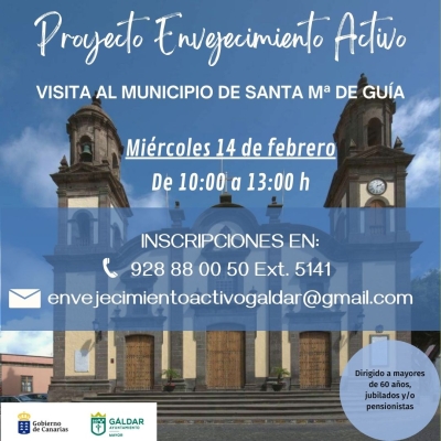 El proyecto &#039;Envejecimiento Activo&#039; organiza una visita a Santa María de Guía el miércoles 14 de febrero