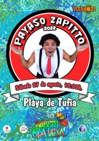La playa de Tufia acoge el concierto de Los Sarantontones y la actuación del payaso Zapitto en el marco de Verano Joven 2022