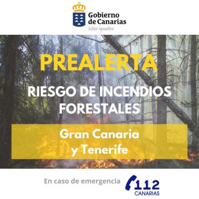 El Gobierno de Canarias declara la prealerta por incendios forestales en Gran Canaria y Tenerife