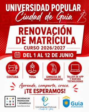La Universidad Popular Ciudad de Guía abre la renovación de matrícula del 1 al 12 de junio