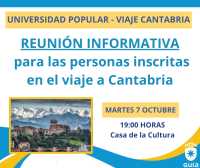 La Universidad Popular de Guía convoca la última reunión informativa antes del viaje a Cantabria