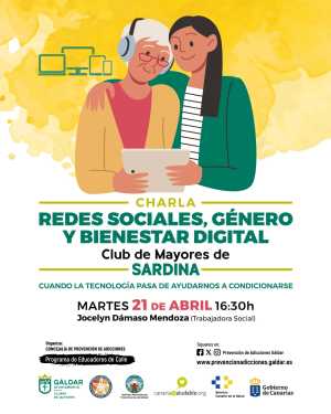 El Club de Mayores de Sardina acoge una charla sobre redes sociales, género y bienestar digital