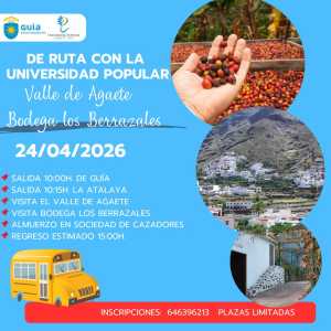 ‘De Ruta con la Universidad Popular’ ofrece una salida este viernes al Valle de Agaete para conocer la tradición vitivinícola y cafetera de esta zona de la isla