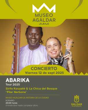El próximo viernes 12 de septiembre, a las 20:00 horas, el Museo Agáldar de Historia de la Ciudad será escenario del concierto &#039;Abarika&#039;, un espectáculo que propone un viaje sonoro entre África Occidental y Andalucía, a cargo de los artistas Sirifo