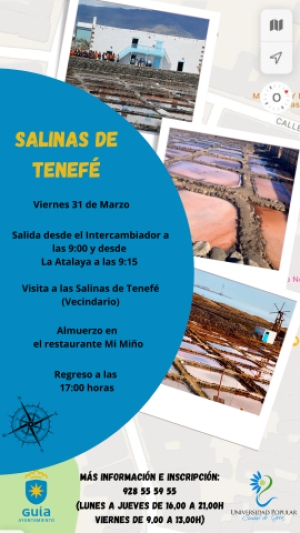 La Universidad Popular Ciudad de Guía organiza una salida cultural a las Salinas de Tenefé, en Santa  Lucía de Tirajana
