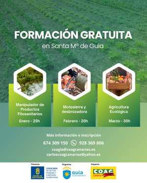 Abierto el período de inscripción para el curso gratuito de ‘Manipulador de Productos Fitosanitarios – Nivel Básico’ que impartirá COAG Canarias en Guía