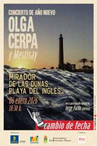 Se aplaza al día 6 de enero el concierto de Olga Cerpa y Mestisay en el Mirador de las Dunas