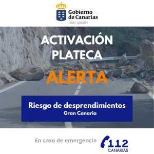 Actualización PLATECA: permanece en alerta por riesgo de desprendimientos la isla de Gran Canaria