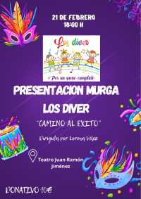 La murga Los Diver presenta sus canciones del Carnaval 2026 en el Teatro Juan Ramón Jiménez