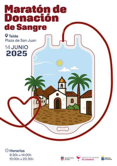La plaza de San Juan acoge este sábado una nueva maratón de donación de sangre y el Ayuntamiento se ilumina de rojo