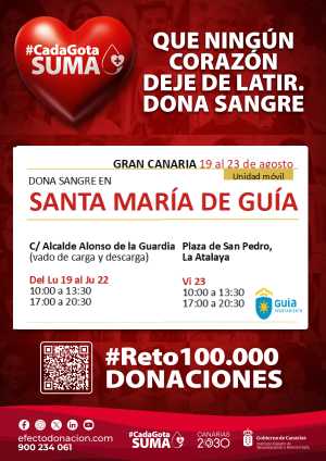 La unidad de donación de sangre estará en Guía del 19 al 23 de agosto