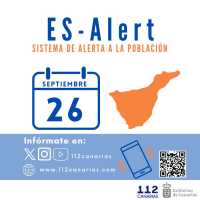El sistema de aviso a la población en caso de emergencia ES-Alert se prueba el 26 de septiembre en Tenerife