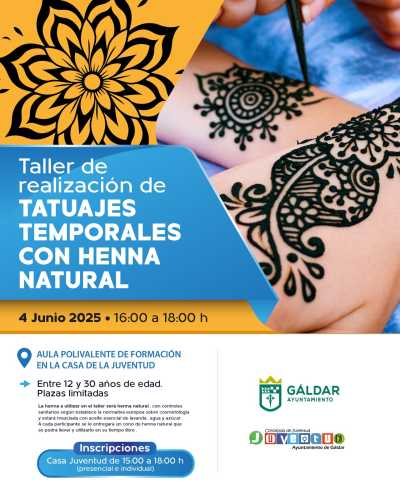 Gáldar organiza un taller gratuito de tatuajes temporales con henna natural para jóvenes