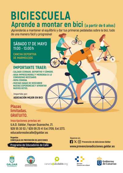 El programa Educadores de Calle organiza para este sábado 17 de mayo un curso para aprender a montar en bicicleta