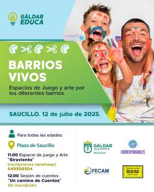 La Plaza de Saucillo acogerá el 12 de julio &#039;Barrios Vivos&#039;, un espacio de juego y arte de Gáldar Educa