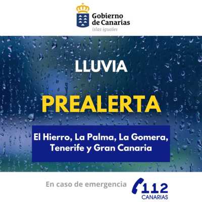 El Gobierno de Canarias actualiza la situación a prealerta por lluvia en islas occidentales y Gran Canaria