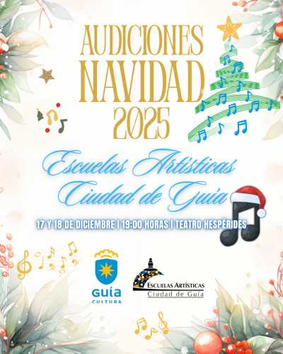 Las Escuelas Artísticas Ciudad de Guía celebran sus Audiciones de Navidad en el Teatro Hespérides los días 17 y 18 de diciembre