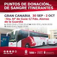 La unidad de donación de sangre estará la próxima semana en Santa María de Guía