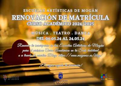 Abre el plazo de renovación de matrícula  de las Escuelas Artísticas de Mogán