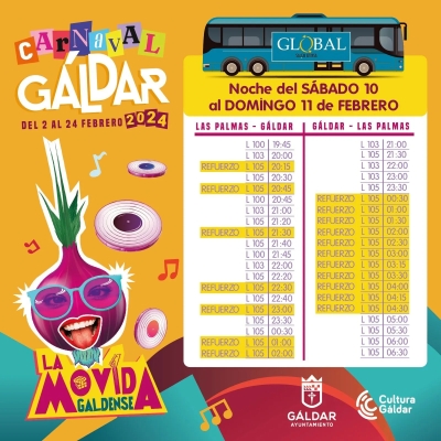 La Cabalgata del Carnaval de Gáldar contará con refuerzo de guaguas con Las Palmas de Gran Canaria y con Sardina