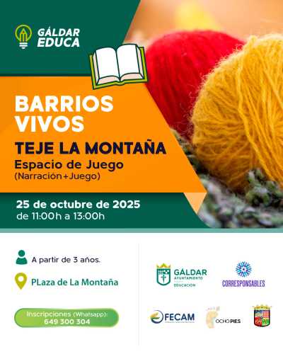 La Plaza de La Montaña acogerá el 25 de octubre una nueva edición de ‘Barrios Vivos’, el espacio de juego y arte de Gáldar Educa