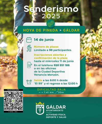 Deportes continúa con el programa de senderos con una ruta el sábado 14 de junio de Hoya de Pineda a Gáldar