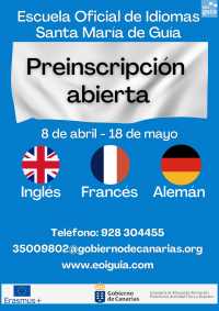 La Escuela Oficial de Idiomas de Guía tiene abierta ya la preinscripción hasta el próximo 18 de mayo