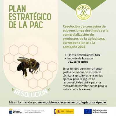 El Gobierno de Canarias concede subvenciones PEPAC para la comercialización de productos de la apicultura