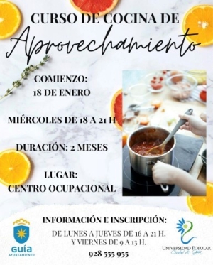 La Universidad Popular Ciudad de Guía pone en marcha un curso de Cocina de Aprovechamiento