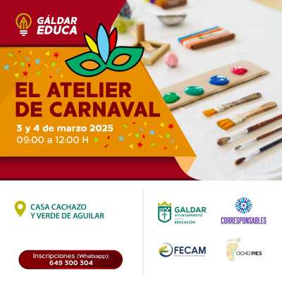 Gáldar Educa organiza ‘El Atelier en Carnaval’, dos jornadas de actividades en torno al arte en la Casa Cachazo y Verde de Aguilar