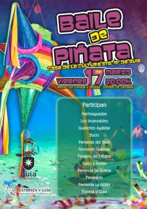 Las Fiestas de Carnaval de Guía se despiden este viernes con un Baile de Piñata amenizado por 12  agrupaciones folclóricas