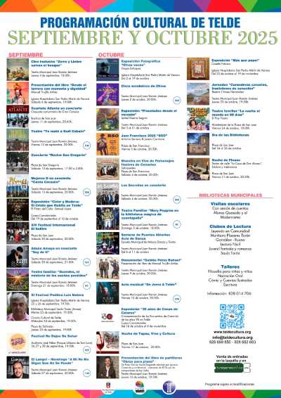 Telde presenta una programación cultural con más de 30 iniciativas muy variadas para septiembre y octubre