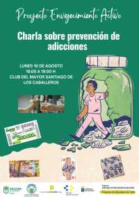 El proyecto ‘Envejecimiento Activo’ organiza este lunes una charla sobre la prevención de adicciones