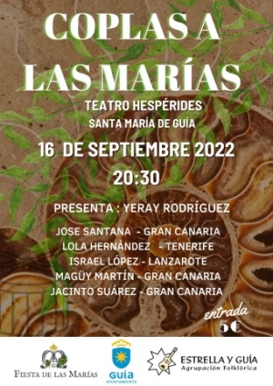 La Agrupación Folklórica Estrella y Guía presenta el espectáculo «Coplas a Las Marías» el próximo viernes 16 de septiembre, a las 20:30 horas, en el Teatro Hespérides.
