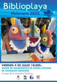 La Biblioplaya acoge un taller de marionetas de animales marinos