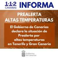 El Gobierno de Canarias activa la prealerta por temperaturas máximas en Tenerife y Gran Canaria