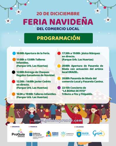 La Feria Navideña de Comercio Local de este sábado en Guía tendrá como broche final el concierto de ‘La Boina de Fito’ en el Parque de las Huertas