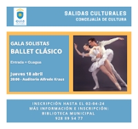 La Concejalía de Cultura organiza una salida para disfrutar de la Gala Solistas Ballet Clásico el próximo 18 de abril en el Auditorio Alfredo Kraus
