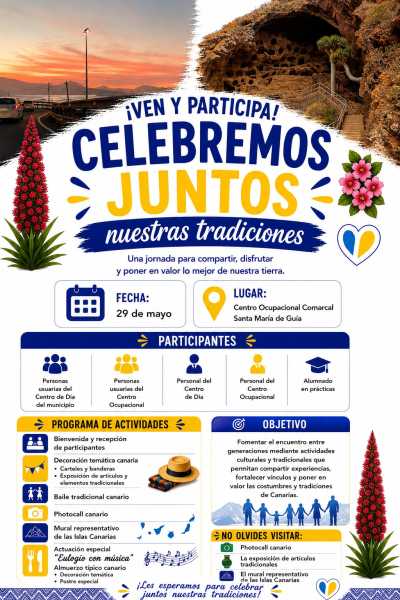 El Centro Ocupacional Comarcal Santa María de Guía celebra el Día de Canarias con una gran jornada de convivencia y tradiciones