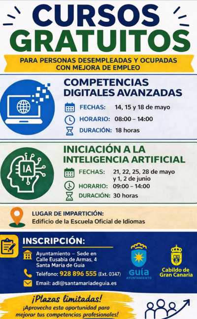 Cursos gratuitos de Competencias Digitales Avanzadas e Inteligencia Artificial