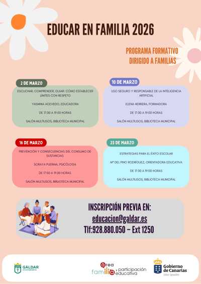 El programa ‘Educar en familia 2026’ llega a Gáldar para acompañar a los progenitores en la educación de sus hijos